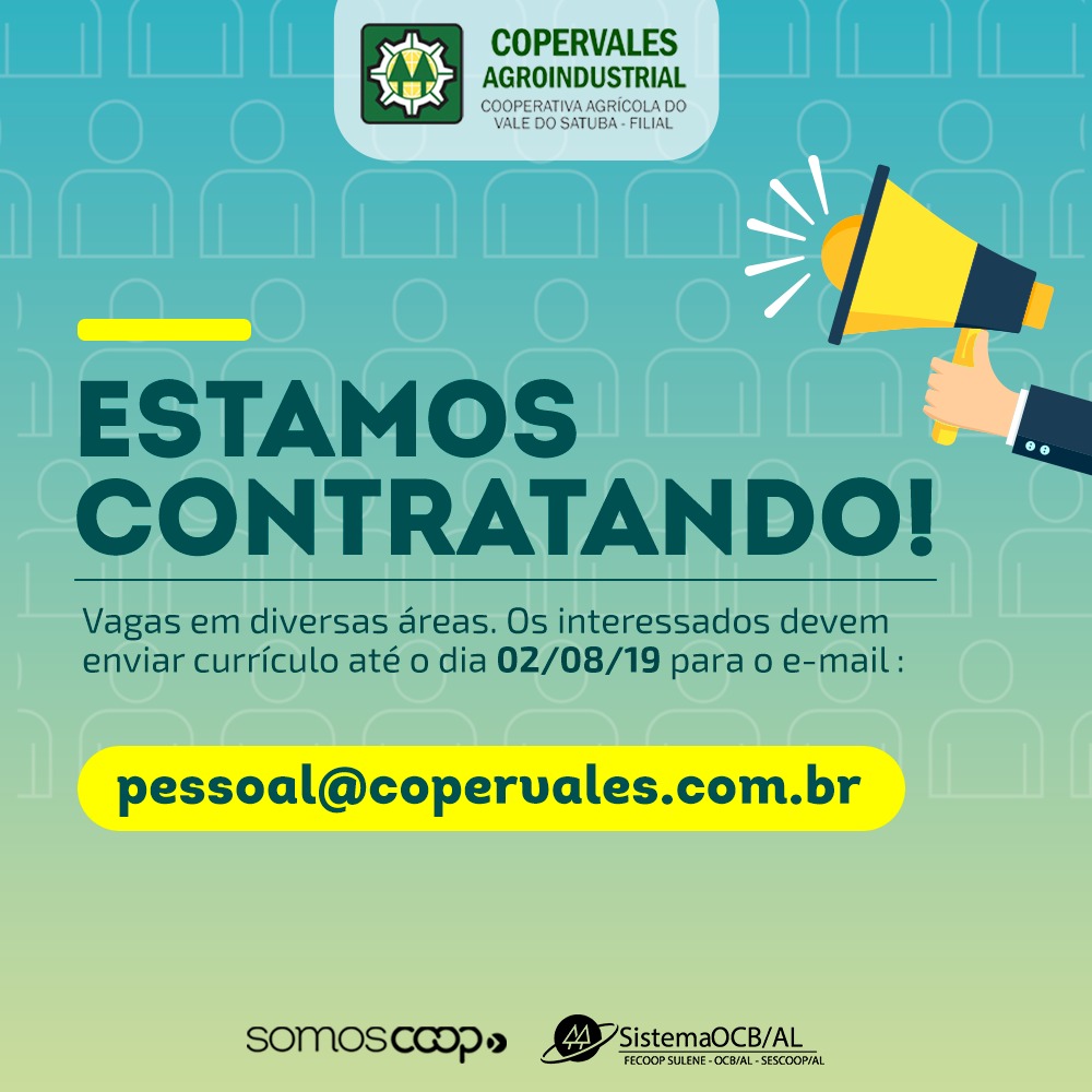 Copervales oferece vagas de emprego