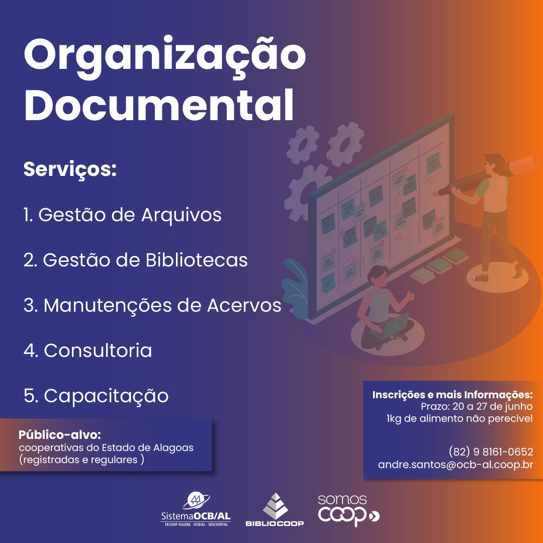 Sistema OCB Alagoas oferece serviço de Organização Documental a coops alagoanas  