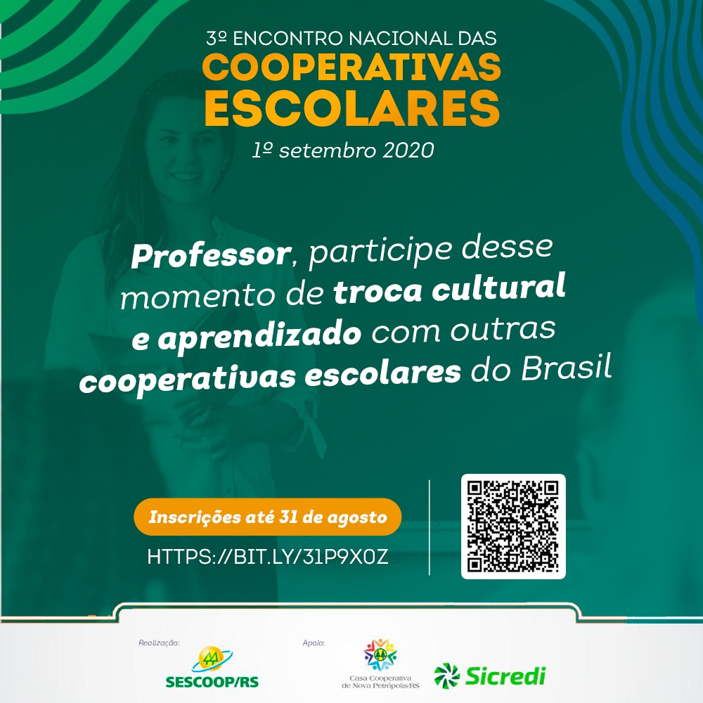 Inscrições para o 3º Encontro Nacional de Cooperativas Escolares estão abertas