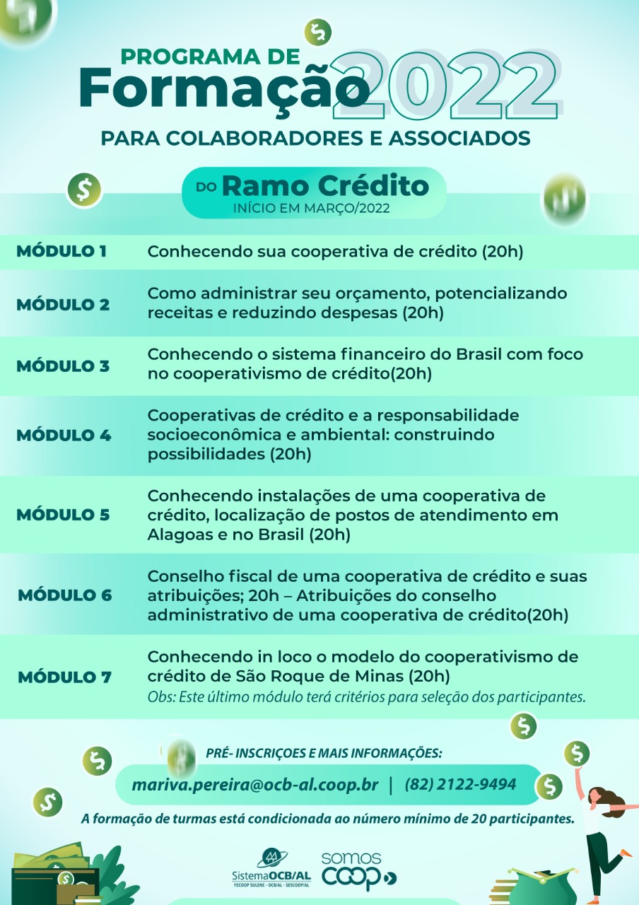 Sistema OCB AL oferece Programa de Formação para cooperativas de crédito