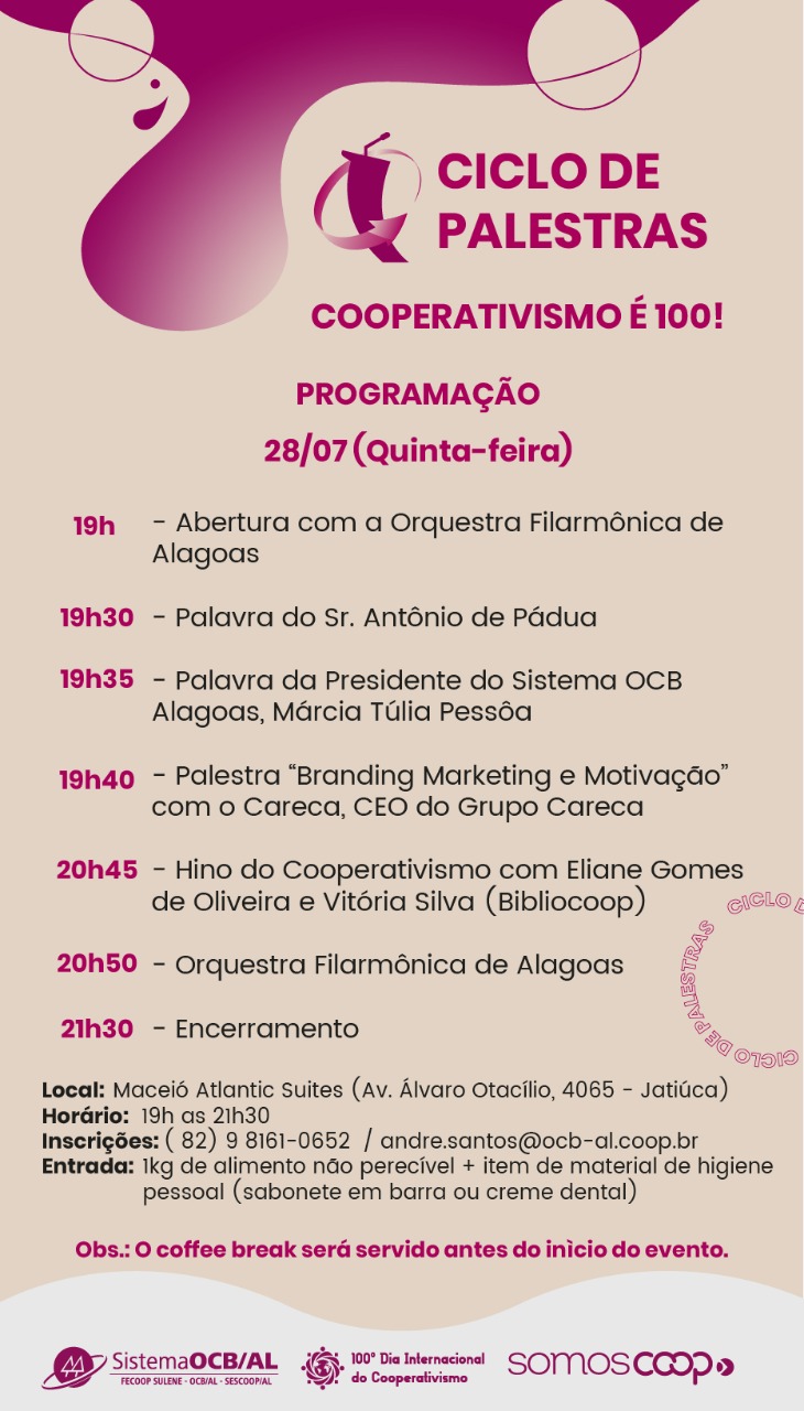 Ciclo de Palestras – Cooperativismo é 100! – encerrará esta semana com grandes atrações